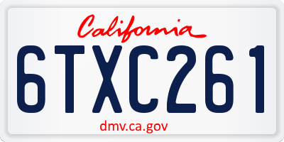 CA license plate 6TXC261