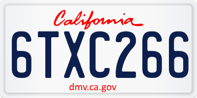 CA license plate 6TXC266