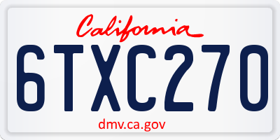 CA license plate 6TXC270