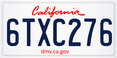 CA license plate 6TXC276