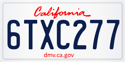 CA license plate 6TXC277