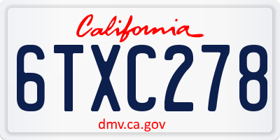 CA license plate 6TXC278