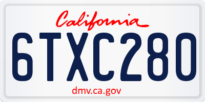 CA license plate 6TXC280