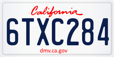 CA license plate 6TXC284