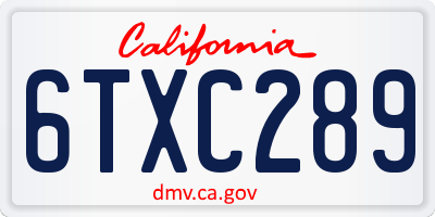CA license plate 6TXC289