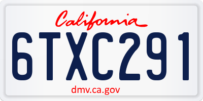 CA license plate 6TXC291
