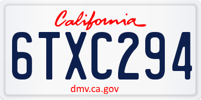 CA license plate 6TXC294