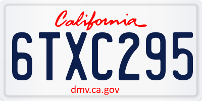 CA license plate 6TXC295