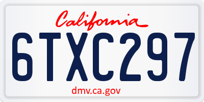 CA license plate 6TXC297