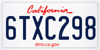 CA license plate 6TXC298