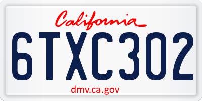CA license plate 6TXC302