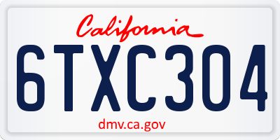 CA license plate 6TXC304