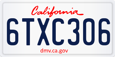CA license plate 6TXC306