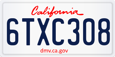 CA license plate 6TXC308