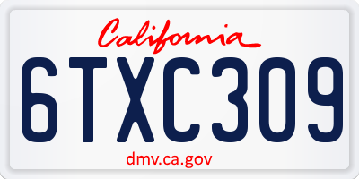 CA license plate 6TXC309