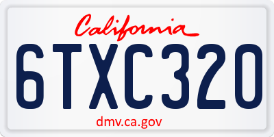 CA license plate 6TXC320