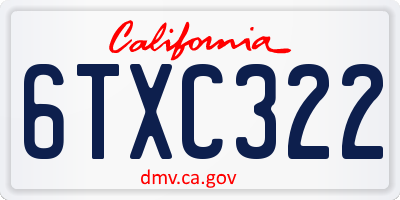 CA license plate 6TXC322