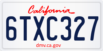 CA license plate 6TXC327