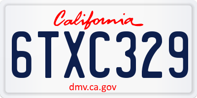 CA license plate 6TXC329