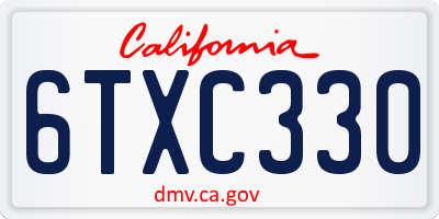 CA license plate 6TXC330