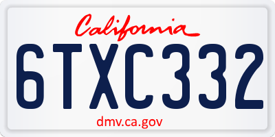 CA license plate 6TXC332