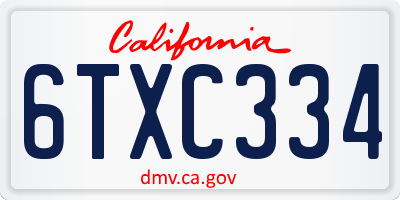 CA license plate 6TXC334