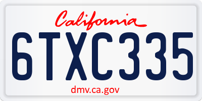 CA license plate 6TXC335