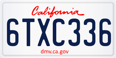 CA license plate 6TXC336