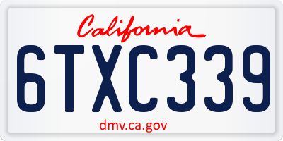 CA license plate 6TXC339