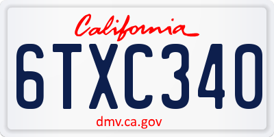 CA license plate 6TXC340