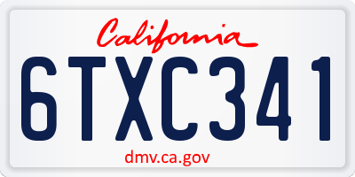 CA license plate 6TXC341