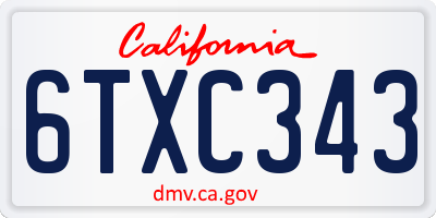 CA license plate 6TXC343