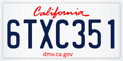 CA license plate 6TXC351
