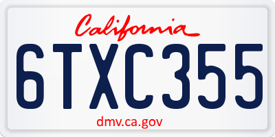 CA license plate 6TXC355