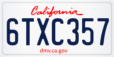 CA license plate 6TXC357