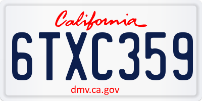 CA license plate 6TXC359