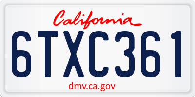 CA license plate 6TXC361