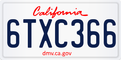 CA license plate 6TXC366