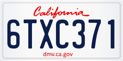 CA license plate 6TXC371