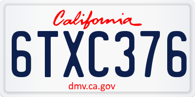 CA license plate 6TXC376