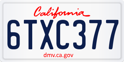 CA license plate 6TXC377