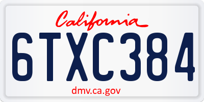 CA license plate 6TXC384