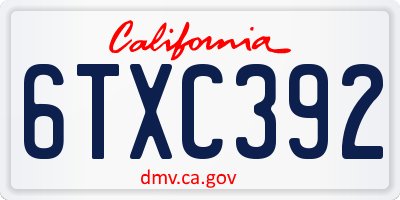 CA license plate 6TXC392