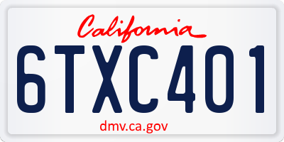 CA license plate 6TXC401