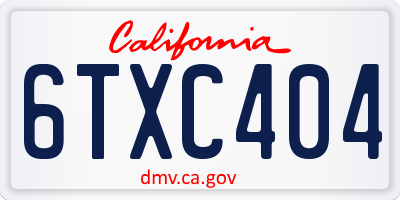 CA license plate 6TXC404