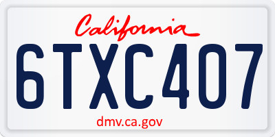 CA license plate 6TXC407