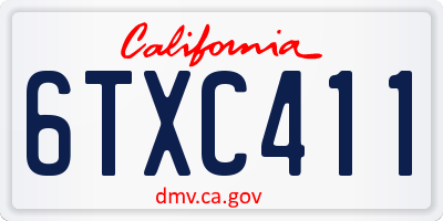 CA license plate 6TXC411