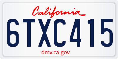 CA license plate 6TXC415