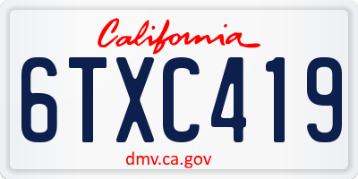CA license plate 6TXC419