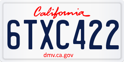 CA license plate 6TXC422